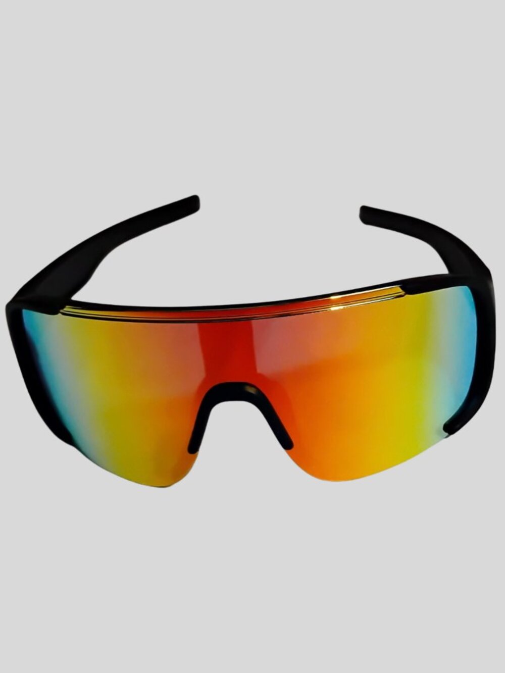 Premium Y2K Flat Top Shield Sunglasses | Iridescent Gradient Lens | Black Visor